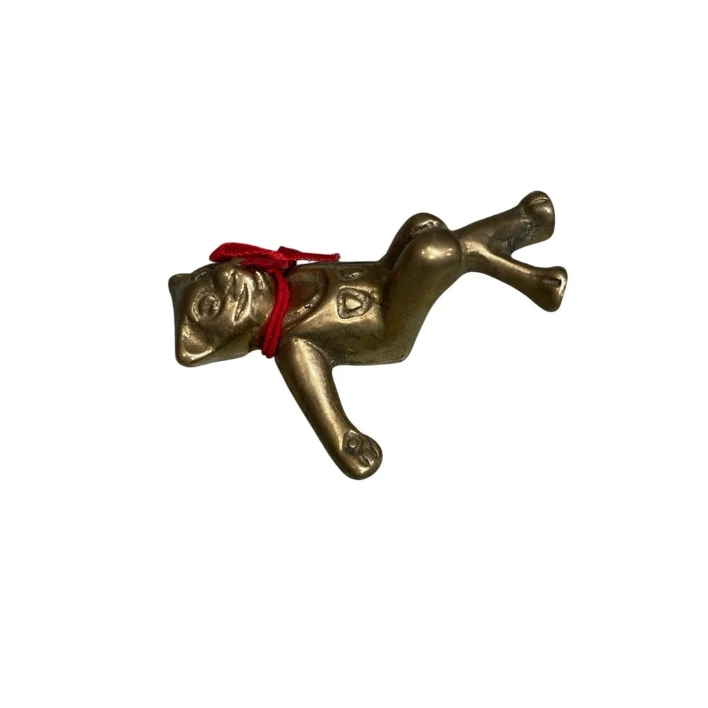 Brass Cats Kittens Sitting Cross Leg Metal Bench Red Ties Taiwan‎ Pair Trinket